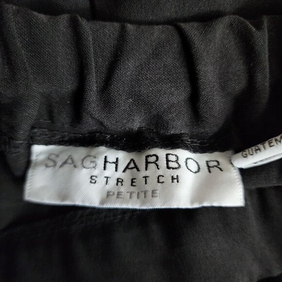 Sag Harbor Pants Womens Size 12P 12 Petite Solid Black Comfort Stretch Pull On - Picture 4 of 6